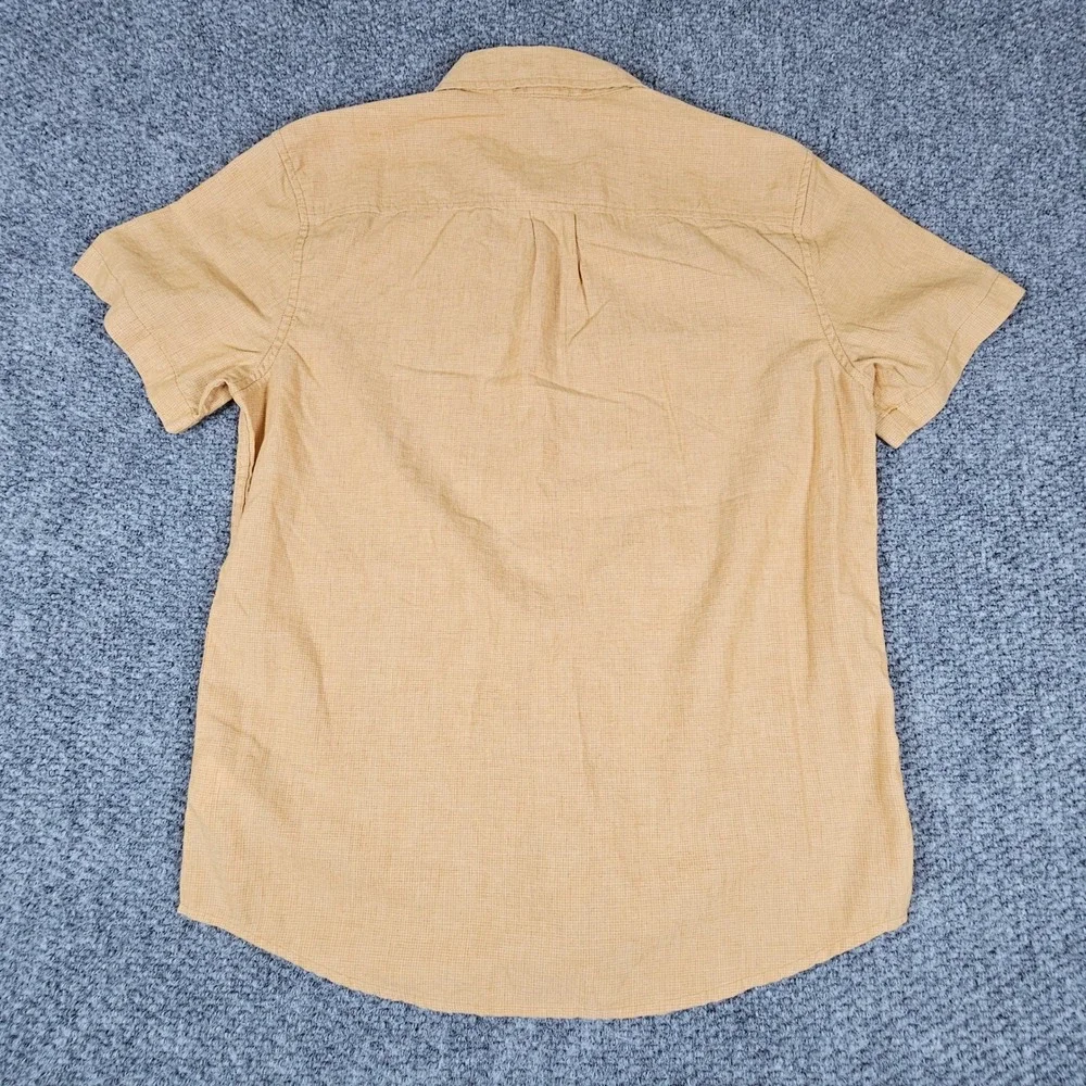 Prana Mens Short Sleeve Hemp Blend Button Down‎ Shirt Mustard Yellow Medium
